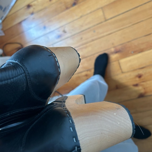 Swedish Hasbeens Chelsea Plateau Boot Booties black leather size 38 - Picture 7 of 7